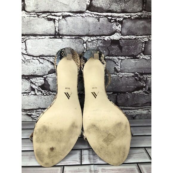 Ava & Aiden Blue Leather Snake Skin Open Toe Strap Stiletto Heels Women Sz 9.5M - Picture 14 of 16